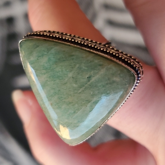 New Amazonite 925 Silver Triangle Ring. - Picture 6 of 16